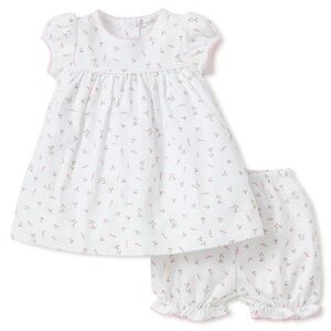 Kissy Kissy dress set garden roses print pima ruffle baby girl bloomers shorts